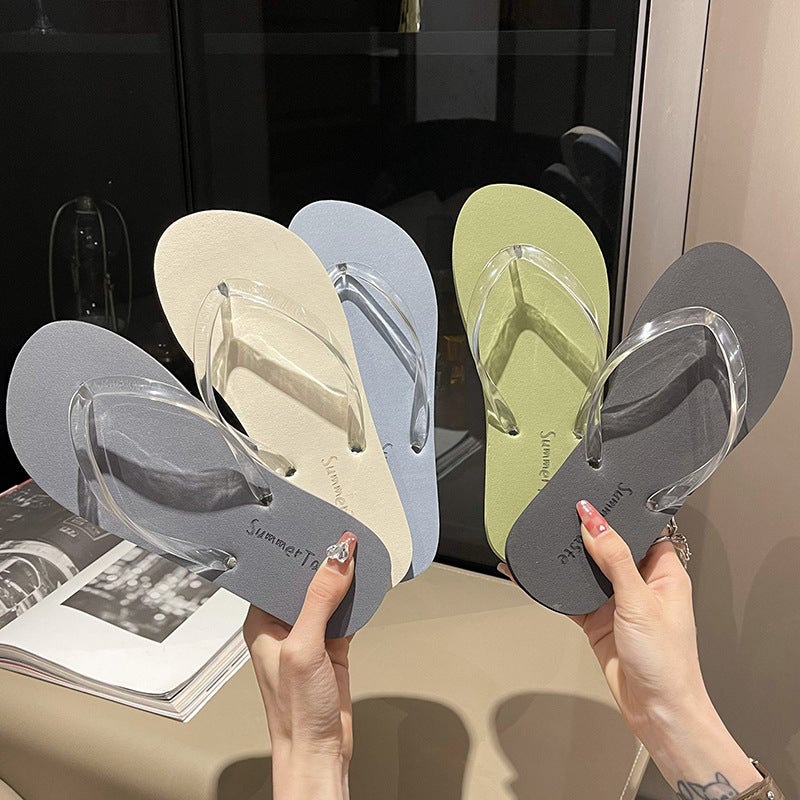 Flip-Flops For Women, Summer Fashion Outer Wear, Cute Korean Style Versatile Beach Sandals, Student Non-Slip Bathroom Flip-Flops - Image 3