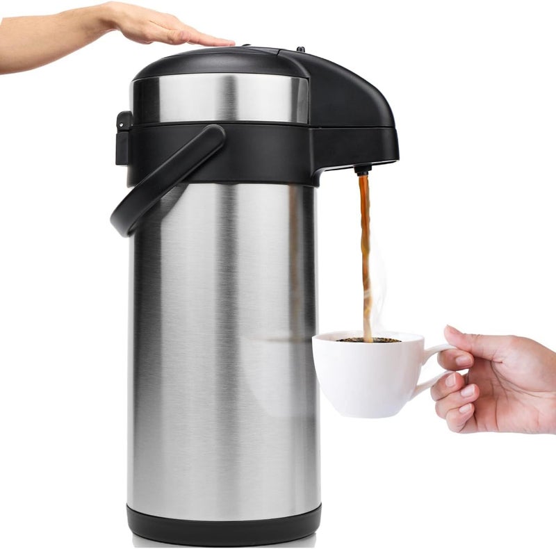 Vondior Airpot Coffee Dispenser with Pump - 176 oz Insulated Stainless Steel Coffee Carafe - Thermal Beverage Dispenser - Coffee Urn for Hot/Cold Water, Party Chocolate Drinks - Image 1