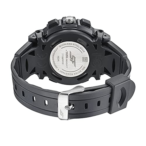 SF Hustler Quartz Quartz Analog Digital Black Dial Black PU Strap Watch For Men - NS77116PP05W - Image 4