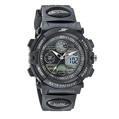 SF Hustler Quartz Quartz Analog Digital Black Dial Black PU Strap Watch For Men - NS77116PP05W - Image 1