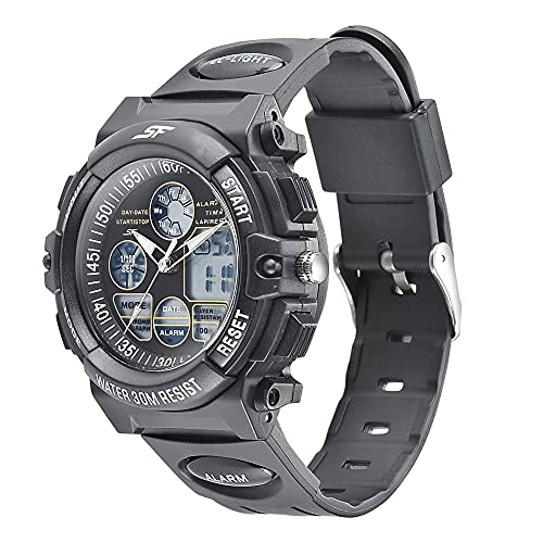 SF Hustler Quartz Quartz Analog Digital Black Dial Black PU Strap Watch For Men - NS77116PP05W - Image 3