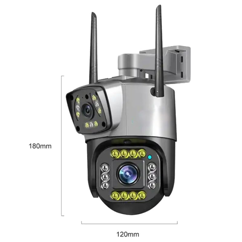 TP PLUS كاميرا أمان واي فاي 1080 بكسل، مكالمة صوتية ثنائية الاتجاه 10-15م مستوى التقاط أذن الإنسان، كشف حركة 6 ميجابكسل 110-240 فولت كاميرا مراقبة دوارة IP66 للاستخدام الخارجي (عدستين PTZ2) - Image 3