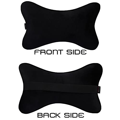 ABLE Velvet Kit Comfy Pillow Square Cushion and Neckrest necksupporters Black Suitable for All Cars Set of 4 Pcs - Image 3