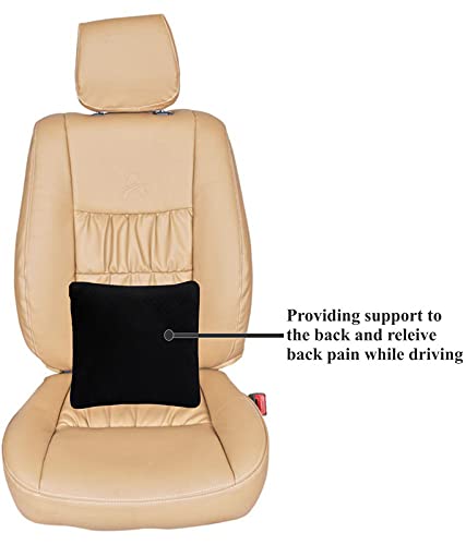 ABLE Velvet Kit Comfy Pillow Square Cushion and Neckrest necksupporters Black Suitable for All Cars Set of 4 Pcs - Image 5