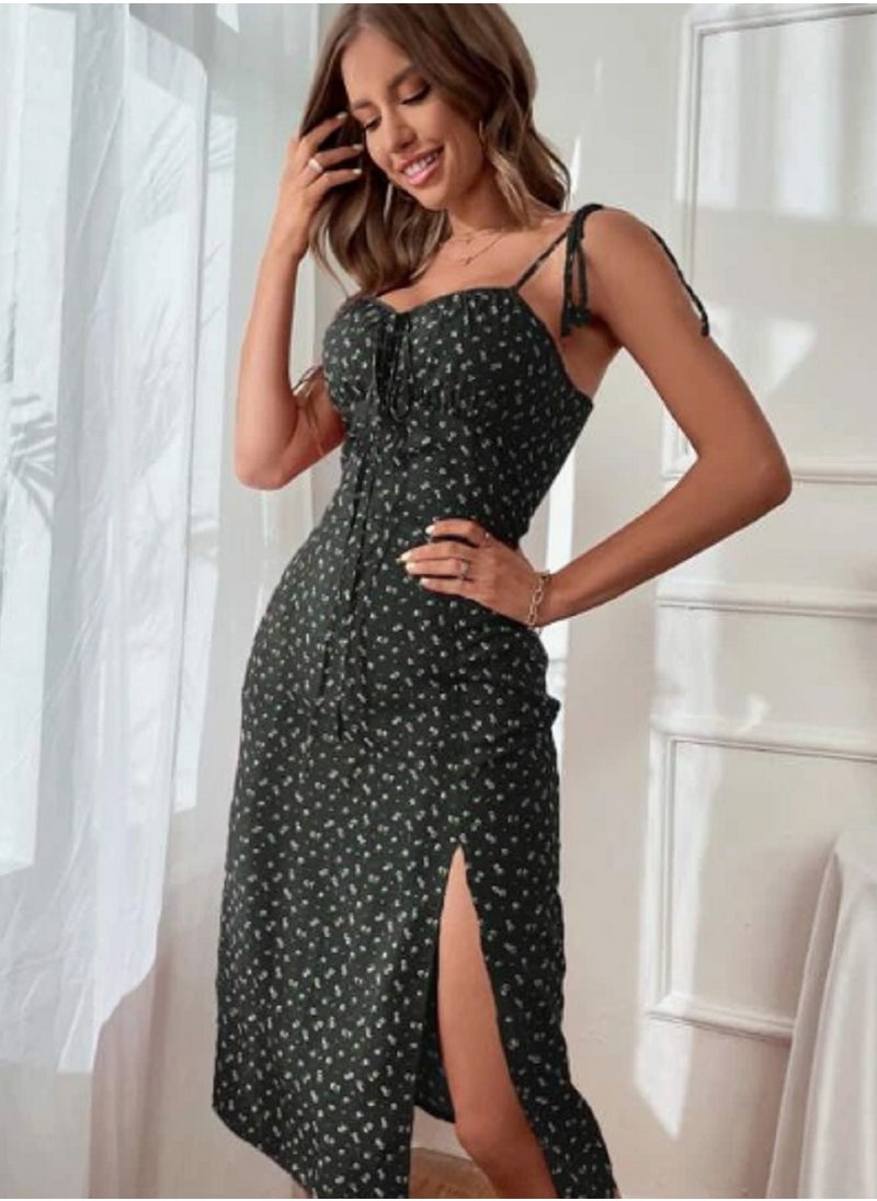 Ward - Women's Long Sleeveless Lingerie Dress with Floral Print - Image 1