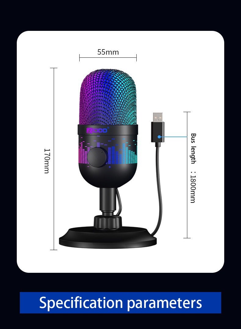 USB microphone, computer game, competitive player, live broadcast, RGB microphone - Image 1
