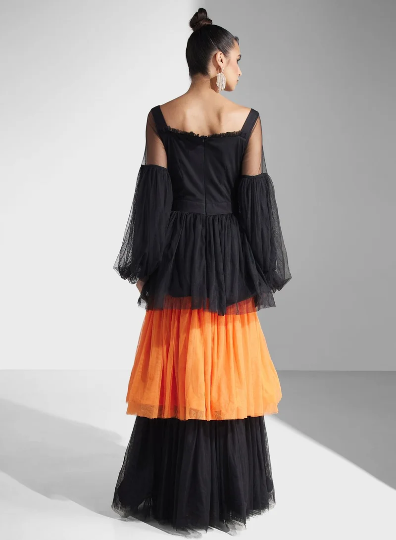 Golden Apple Ruffle Detail Dress