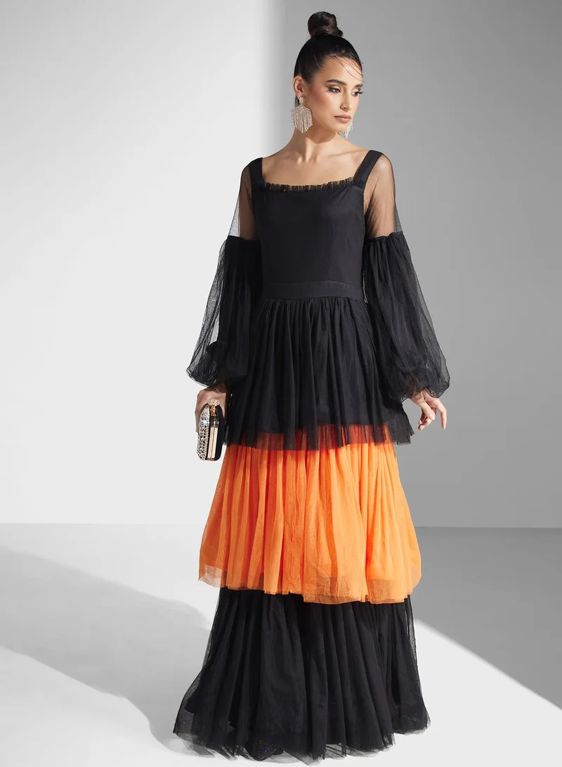 Golden Apple Ruffle Detail Dress