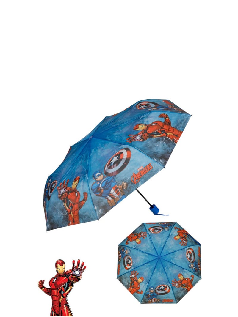 Yellow Bee Marvel Avengers Foldable Umbrella for Boys, Blue, 7-15 Years - Image 1