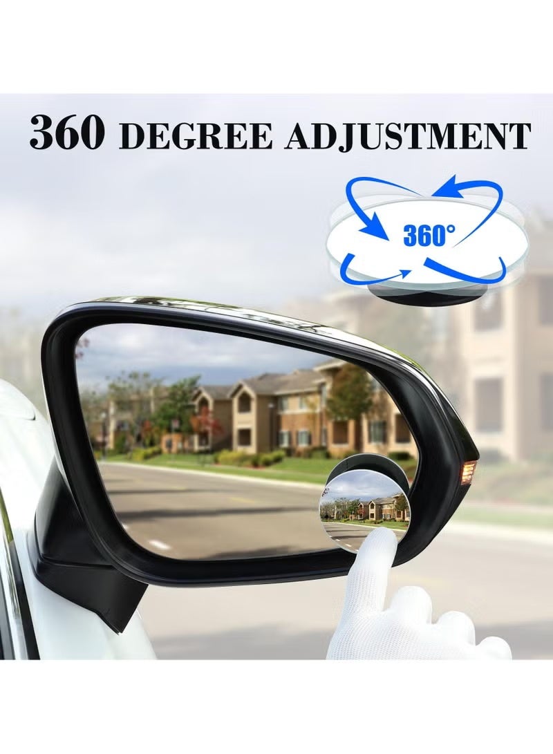 مرآتان جانبيتان للسيارة، مرآة جانبية صغيرة مستديرة محدبة قابلة للتعديل بزاوية دوران 360 درجة لرؤية خلفية واسعة لجميع أنواع السيارات، مرآة رؤية خلفية محدبة دائرية عالية الدقة مقاس 2 بوصة بدون إطار، ملحقات خارجية مع عصا قابلة للتعديل بزاوية واسعة - Image 5