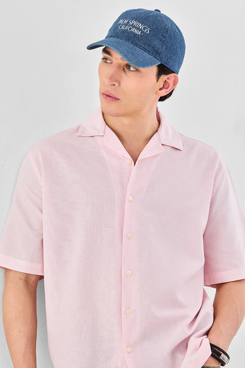 سنيتش Light Pink Solid Half Sleeve Boxy Shirt
