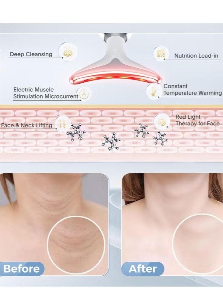 Loquat 7 modes facial massager anti-wrinkle beauty instrument, 45°CV neck face lift and firming facial beauty instrument, LED photon therapy anti-wrinkle double chin remover, firming and lifting EMS facial - Image 4