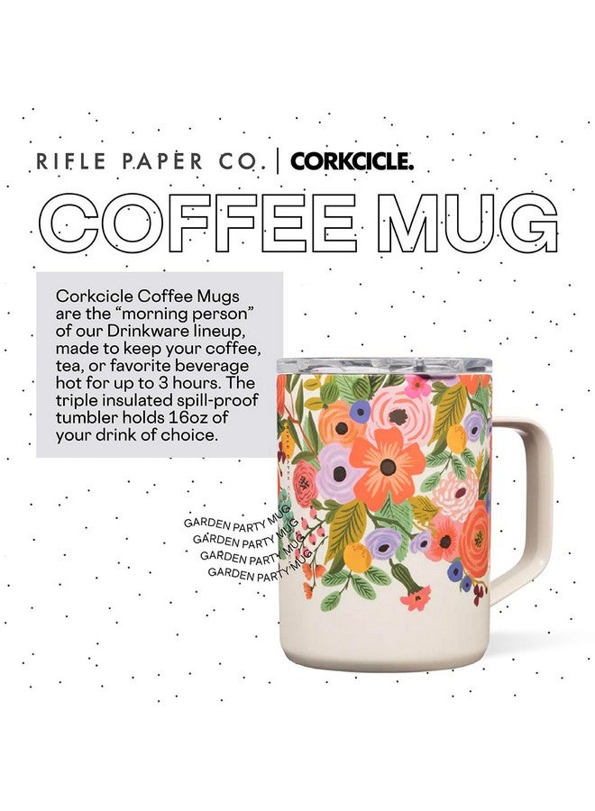 Corkcicle x Rifle Paper Co. Triple Insulated Coffee Mug with Lid and Handle, Garden Party, 16 oz - Stainless Steel Travel Mug Keeps Beverages Hot for 3+ Hours - Non-Slip, Easy-Grip, Spill-Resistant - Image 2