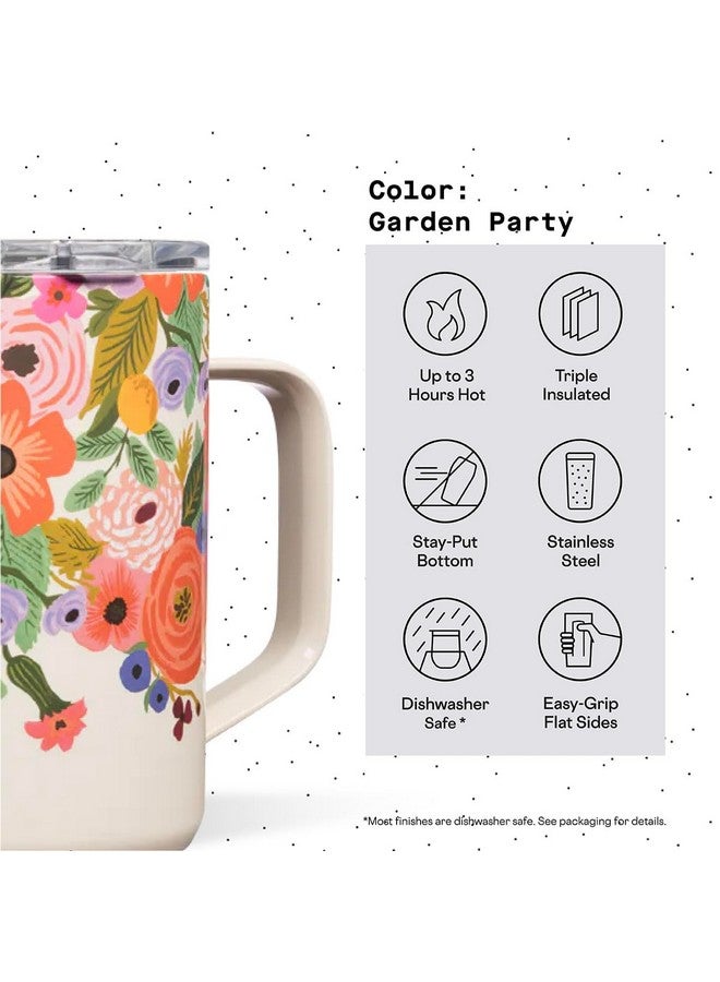 Corkcicle x Rifle Paper Co. Triple Insulated Coffee Mug with Lid and Handle, Garden Party, 16 oz - Stainless Steel Travel Mug Keeps Beverages Hot for 3+ Hours - Non-Slip, Easy-Grip, Spill-Resistant - Image 4