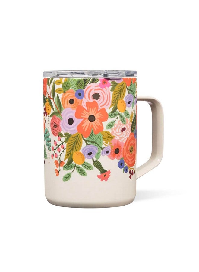 Corkcicle x Rifle Paper Co. Triple Insulated Coffee Mug with Lid and Handle, Garden Party, 16 oz - Stainless Steel Travel Mug Keeps Beverages Hot for 3+ Hours - Non-Slip, Easy-Grip, Spill-Resistant - Image 1