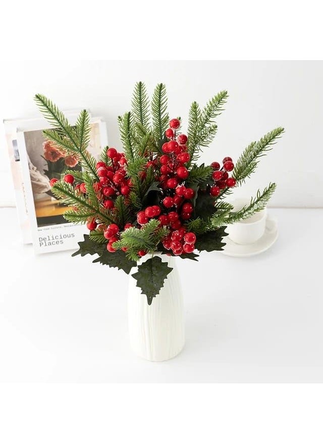 PartyToko PartyToko Christmas Berry Artificial Flowers Simulation Pine Grass with Red Fruits Perfect for Christmas Decorations and Home Decor 1pcs  - Image 5