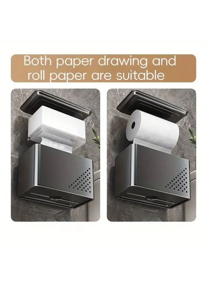 White Modern Rectangular Suction Cup Wall Mounted Toilet Paper Holder - Image 5