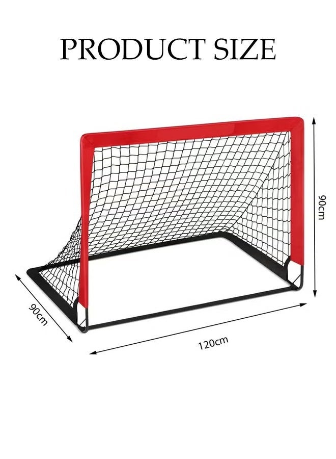 DUNISO Portable Soccer Ball Pit,Pop Up Backyard Goals with Carry Bag, Toddler Football Net for Garden and Outdoor Play,2 Pack Portable Soccer Goals for Kids(120x90 cm, Red) - Image 2