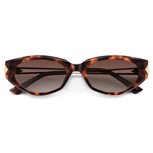 VANLINKER Polarized Trendy Fashion Small Oval Cat Eye Sunglasses for Women 2025 Retro Vintage Shades VL9863,Tortoise Frame Brown Lens - Image 1