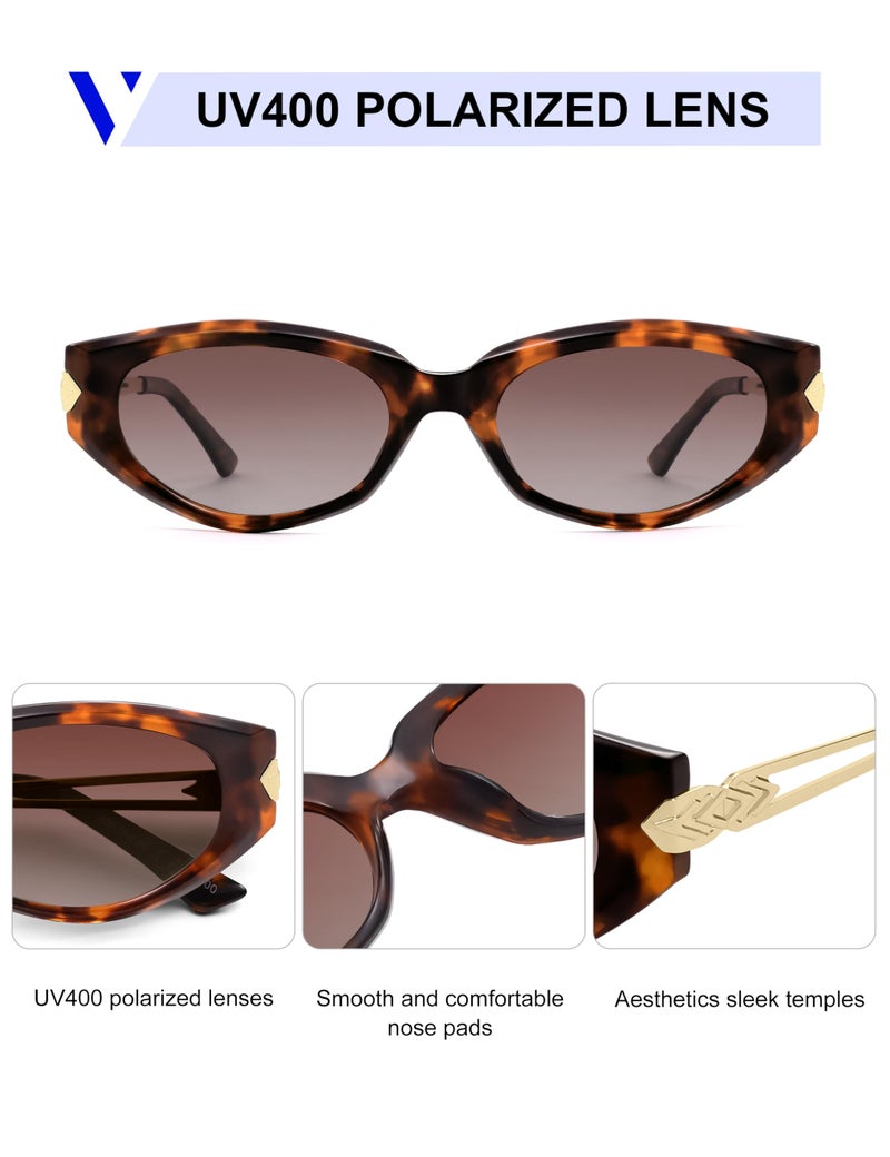 VANLINKER Polarized Trendy Fashion Small Oval Cat Eye Sunglasses for Women 2025 Retro Vintage Shades VL9863,Tortoise Frame Brown Lens - Image 5