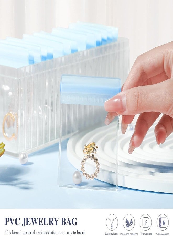 AMPLIN Acrylic Jewelry Box Organizer, Clear Jewelry Organizer Holder with 20 Portable Anti Tarnish Jewelry bags, Travel Jewelry Case for Earrings/Rings/Necklaces for Women Girls - Image 2