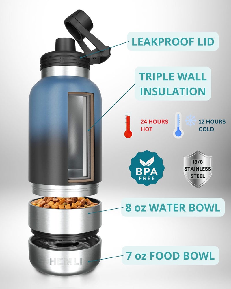 HEMLI 32 oz. Portable Dog Water Bottle and Bowl for Walking, Hiking and Travel - Image 2