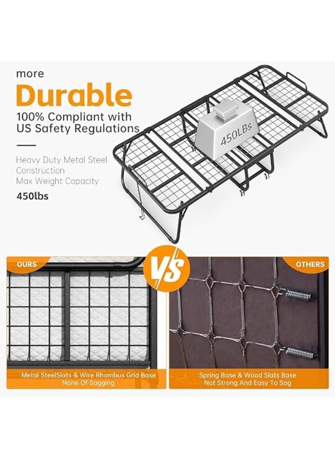 UREVO Folding Bed With Memory Foam Mattress Portable Foldable Beds Strong Sturdy Frame Rollaway Beds For Home And Office 75X31X16 Cm - Image 4