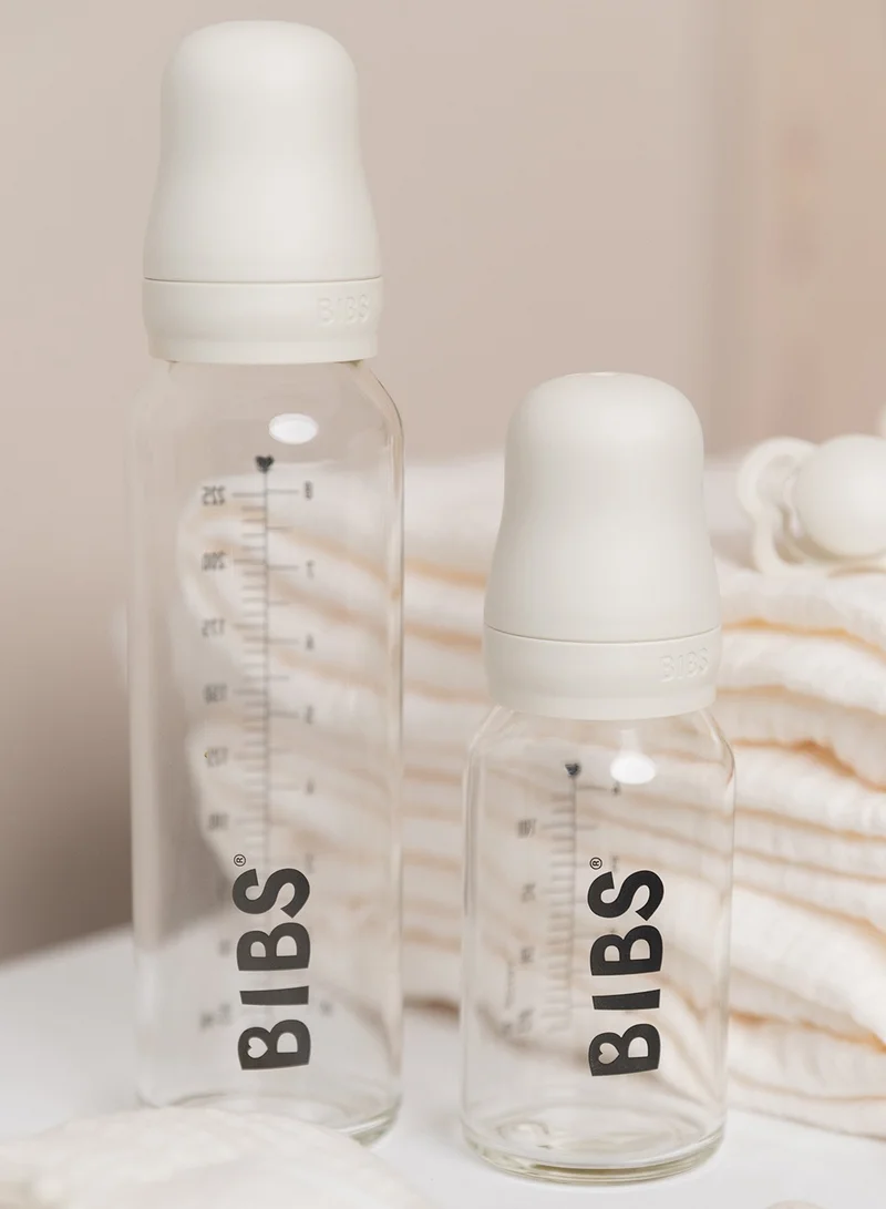 BIBS Baby Glass Feeding Bottle For 0M+, 225 Ml - Blue