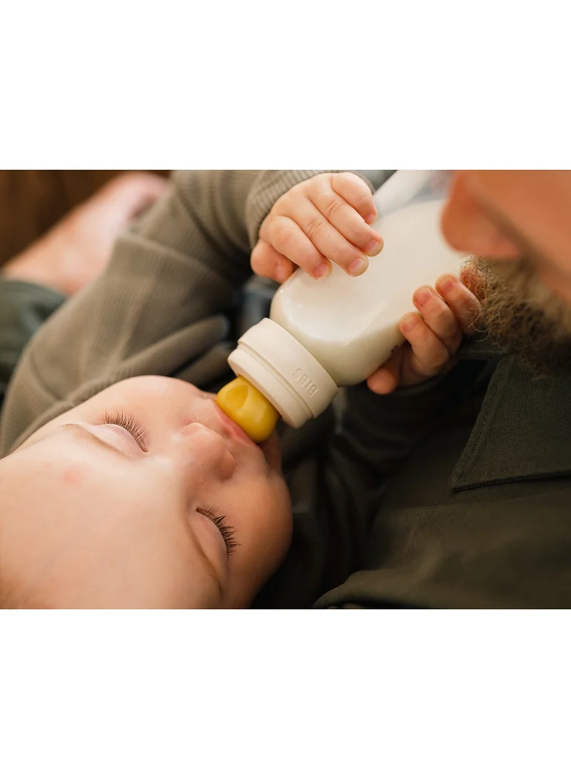 BIBS Baby Glass Feeding Bottle For 0M+, 225 Ml - Blue