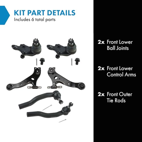 TRQ Front Steering & Suspension Kit Ball Joint Control Arm Tie Rod Compatible with 2007-2012 Lexus ES350 2005-2012 Toyota Avalon 2007-2011 Camry - Image 2