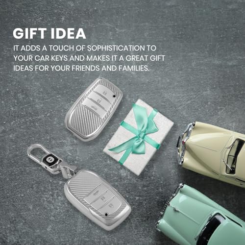 keyzone Silverstar TPU Key Cover with Keychain fit for Toyota Fortuner, Legender, Land Cruiser, Suzuki Invicto, 3 Button Smart Key (Silver) - Image 5