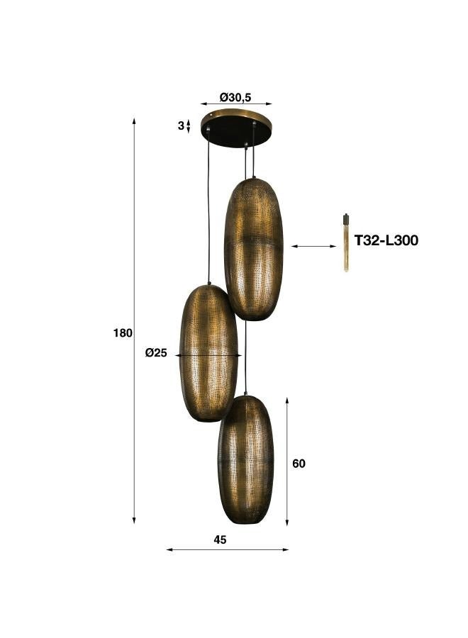 لوفت مصباح معلق متدرج 3 لتر كوزميك برونز عتيق-7032 - Image 4