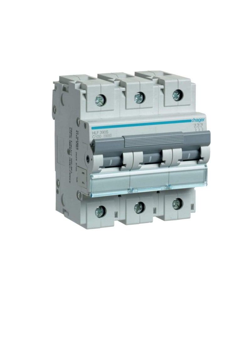 Hager - HAGER Miniature circuit breaker Three Pole 100A 10KA TP MCB HLF390S(oldNM384) - Image 1