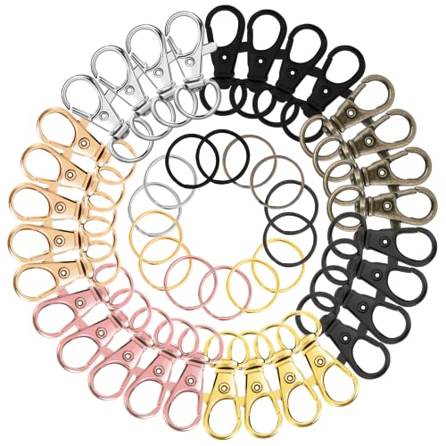 AUGSUN 100PCS Swivel Clasps Lanyard Snap Hooks with Key Rings, Key Chain Clip Hooks Lobster Claw Clasps for Keychains Jewelry DIY Crafts (Multicolor) - Image 4