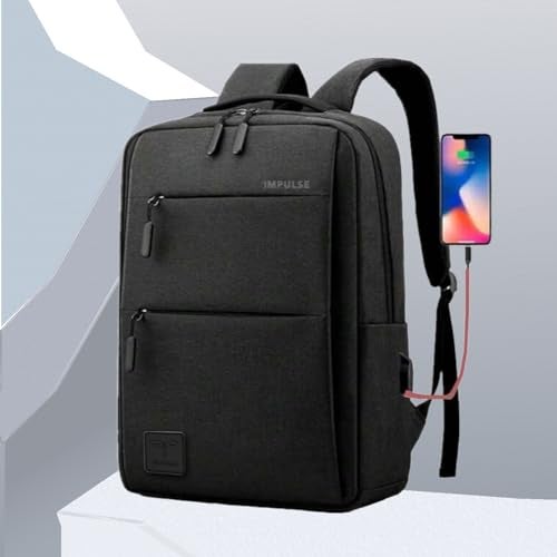 Impulse Empowerelite 25L Unisex Water Resistant Travel 4 Compartment Laptop Backpack With USB Charging Port/Office/School/College/Business Bag Fits Up To 16 Inch Laptop (Black) - Image 3