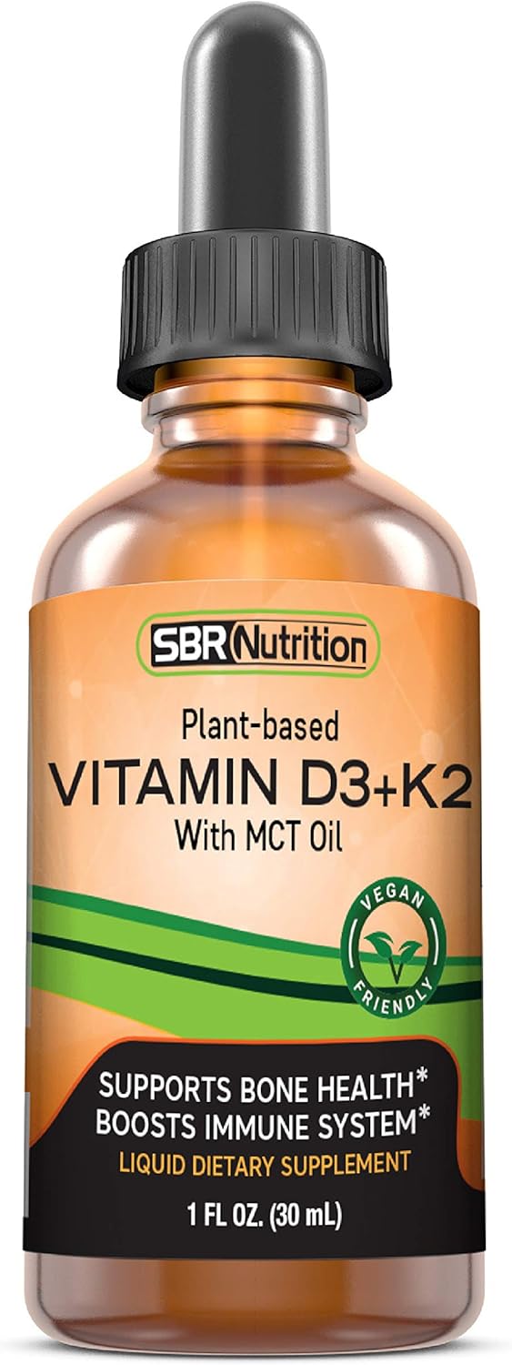 SBR Nutrition قطرات فيتامين D3 K2 المستخلصة من النباتات مع زيت MCT - Image 1
