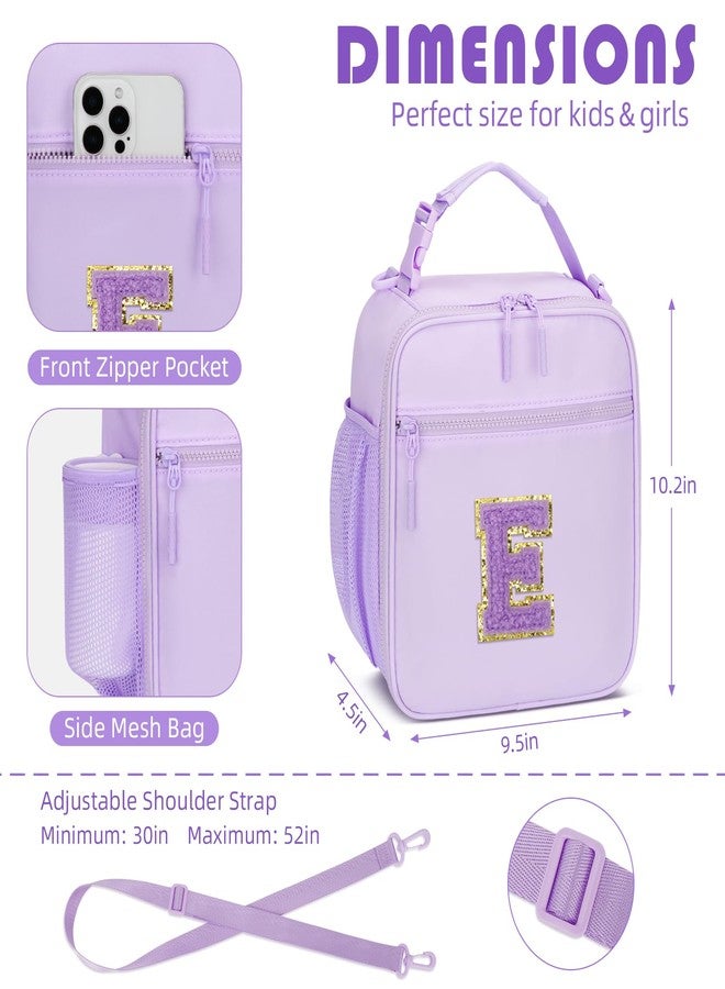 CLOUDWINGS Initial Insulated Lunch Bag for Girls Kids, Back to School Gift, Reusable Leak-proof Lunch Box with Adjustable Strap for School Daycare Travel Picnic (Purple,E) - Image 3