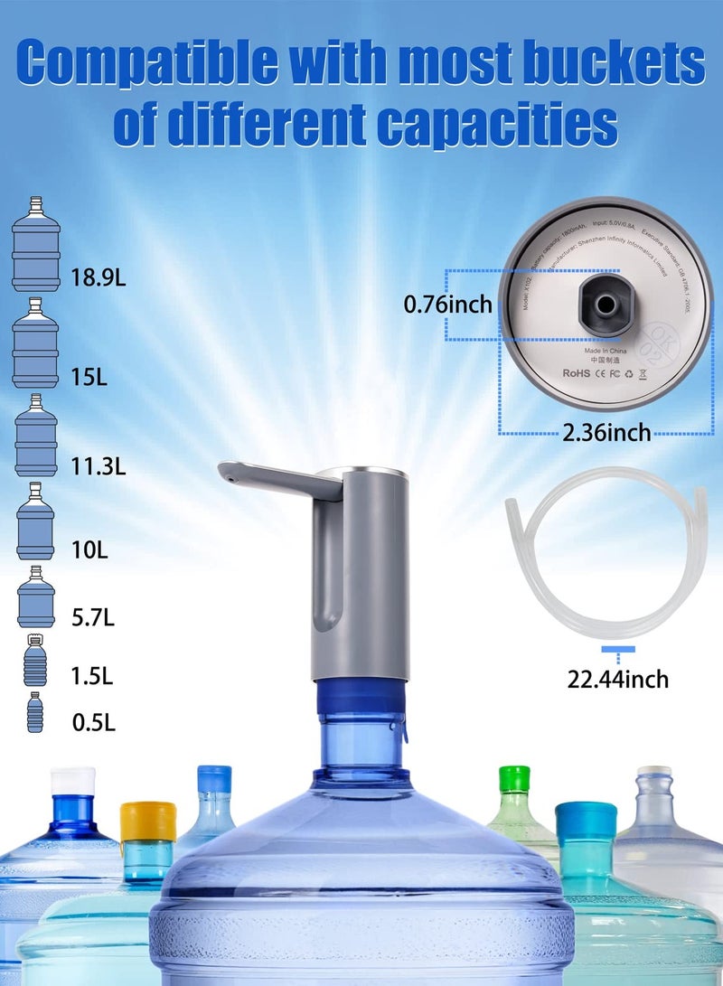 Universal Foldable Electric Water Bottle Pump Dispenser for 1-5 Gallon Bottles - Automatic Touch Drinking Water Pump with USB Cable (Grey) - Image 3