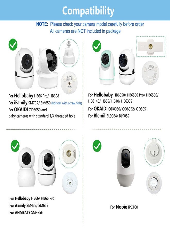 Derebir Adjustable Baby Monitor Wall Mount Compatible with Hellobaby, iFamily, OKAIDI, Blemil, ANMEATE, Nooie, for HelloBaby HB6550/HB6560/HB65/HB66/HB6339, 1/4 Thread Connection, Camera Not Included - Image 2