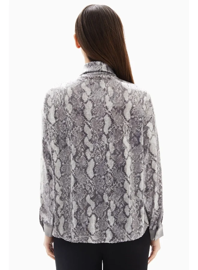 Wecre8 Grey/Black Snake Sequin Blouse