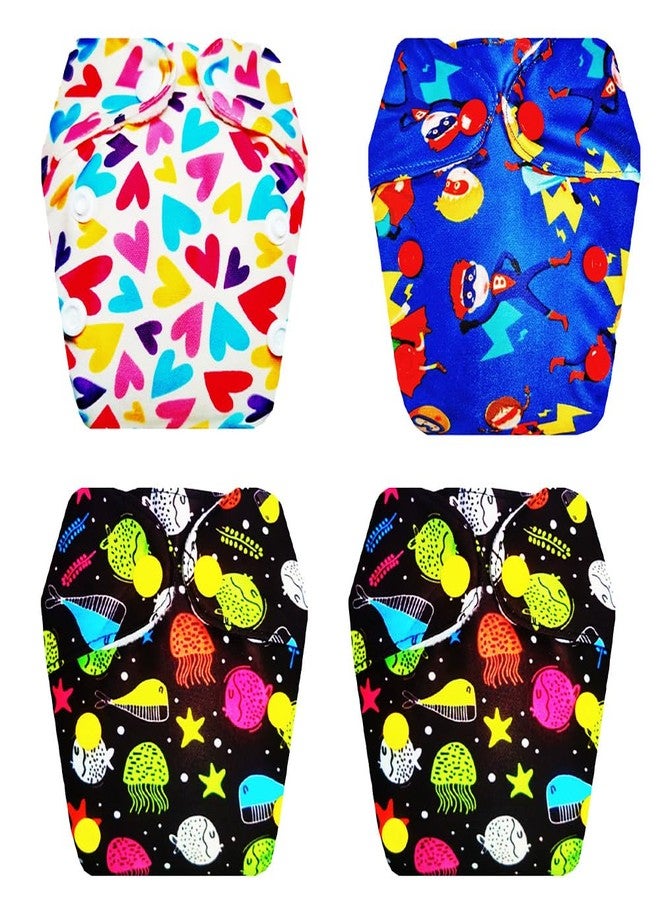 Dumbledo Premium Newborn Cloth Diaper with Integrated Insert (Pack of 4) | Hypoallergenic | Reusable & Washable | Quick Dry | All-Day Wear | 0 - 4 Months | Unisex Baby - Image 1