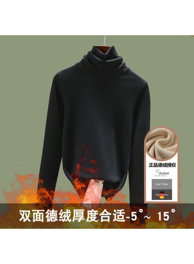 قميص نسائي بقلنسوة سفلية خريف وشتاء بأكمام طويلة تي شيرت نسائي مزدوج الجوانب مبطن بالفليس دافئ