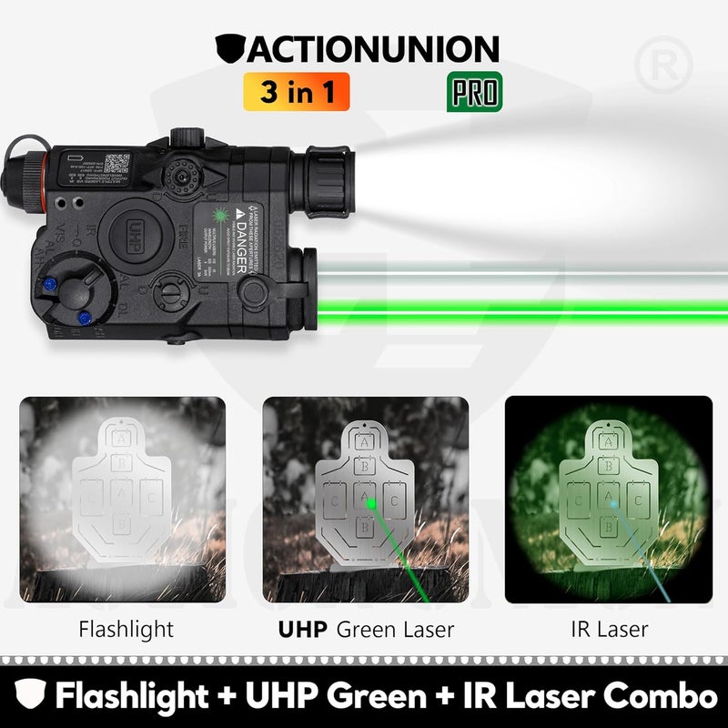 ACTIONUNION ليزر IR برو PEQ-15 من Airsoft + ليزر أخضر مرئي UHP + مصباح LED أبيض - Image 3