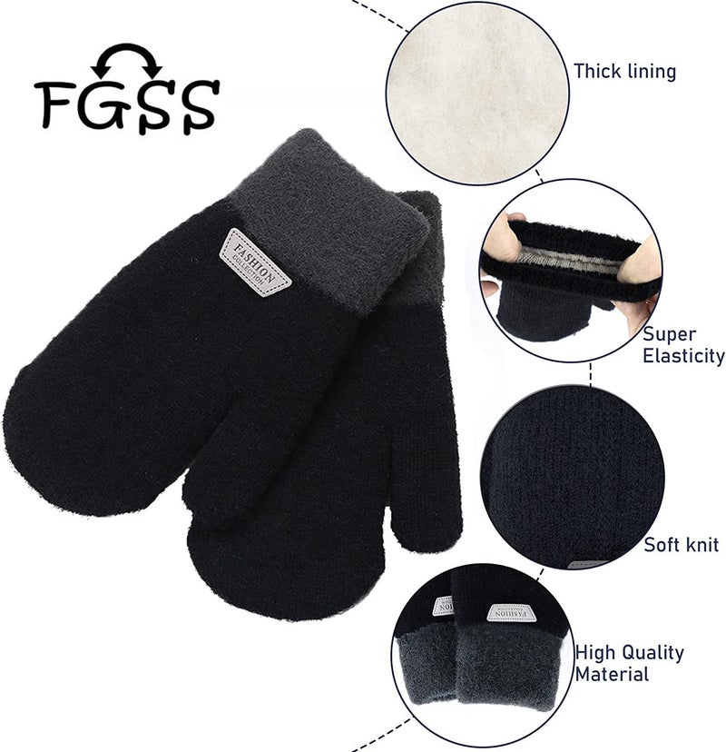 FGSS Kids Winter Stretch Knitted Mittens - Thick Warm Gloves for Boys Girls 4-7 Yrs - Image 5