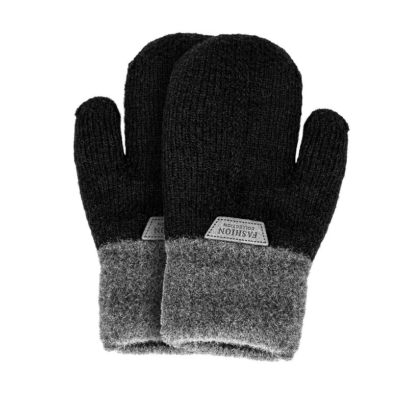 FGSS Kids Winter Stretch Knitted Mittens - Thick Warm Gloves for Boys Girls 4-7 Yrs - Image 1