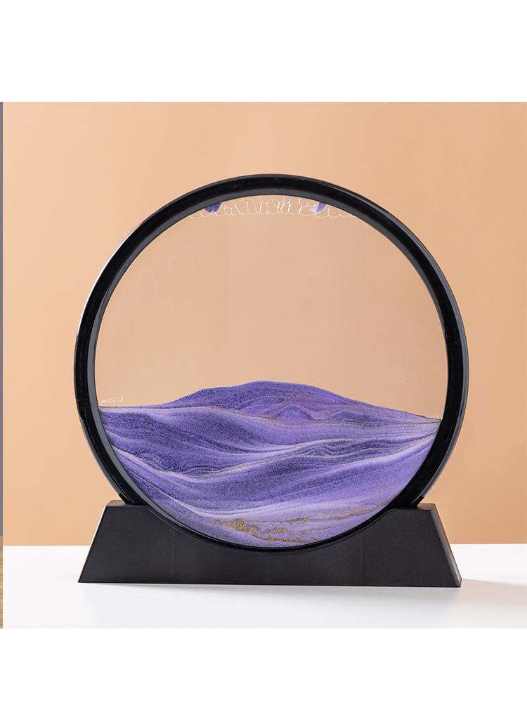 Y&D Modern Minimalist Glass Quicksand Painting Living Room Desktop Decorations Home Decorations-Purple - Image 1