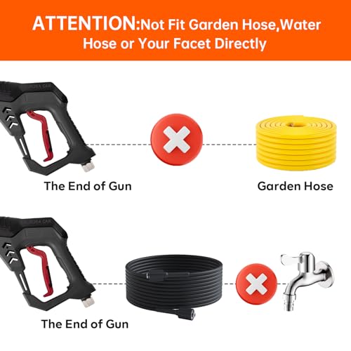 AURORA CAR Pressure Washer Short Gun, Commercial 5000 PSI 12 GPM 5 Spray Nozzle Tips, 3/8" Quick Connect Plug and M22-14/15mm Fittings, Power Washer Gun Compatible with Foam Cannon - Image 3