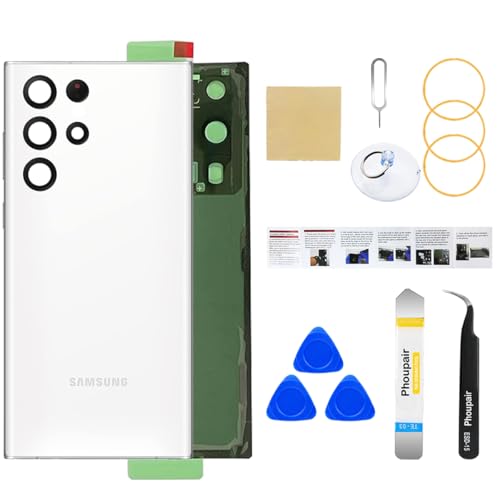 Phoupair OEM Back Glass Replacement Compatible with Samsung Galaxy S22 Ultra 5G with Professional Repair Kit and Installation Instruction (Phantom White) - Image 1