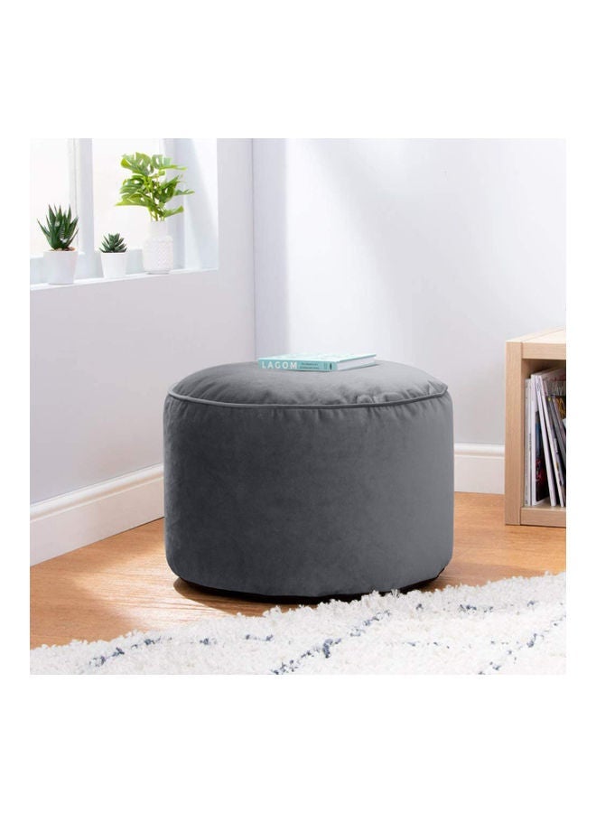House One Velvet Round Bean Bag Pouffe  - Dark Gray - Image 1