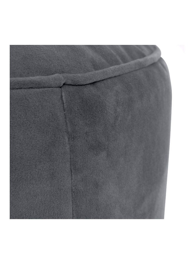 House One Velvet Round Bean Bag Pouffe  - Dark Gray - Image 3